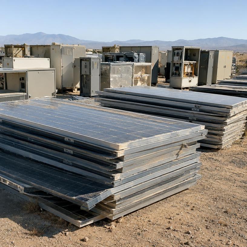 Paneles solares y equipos energéticos en desuso