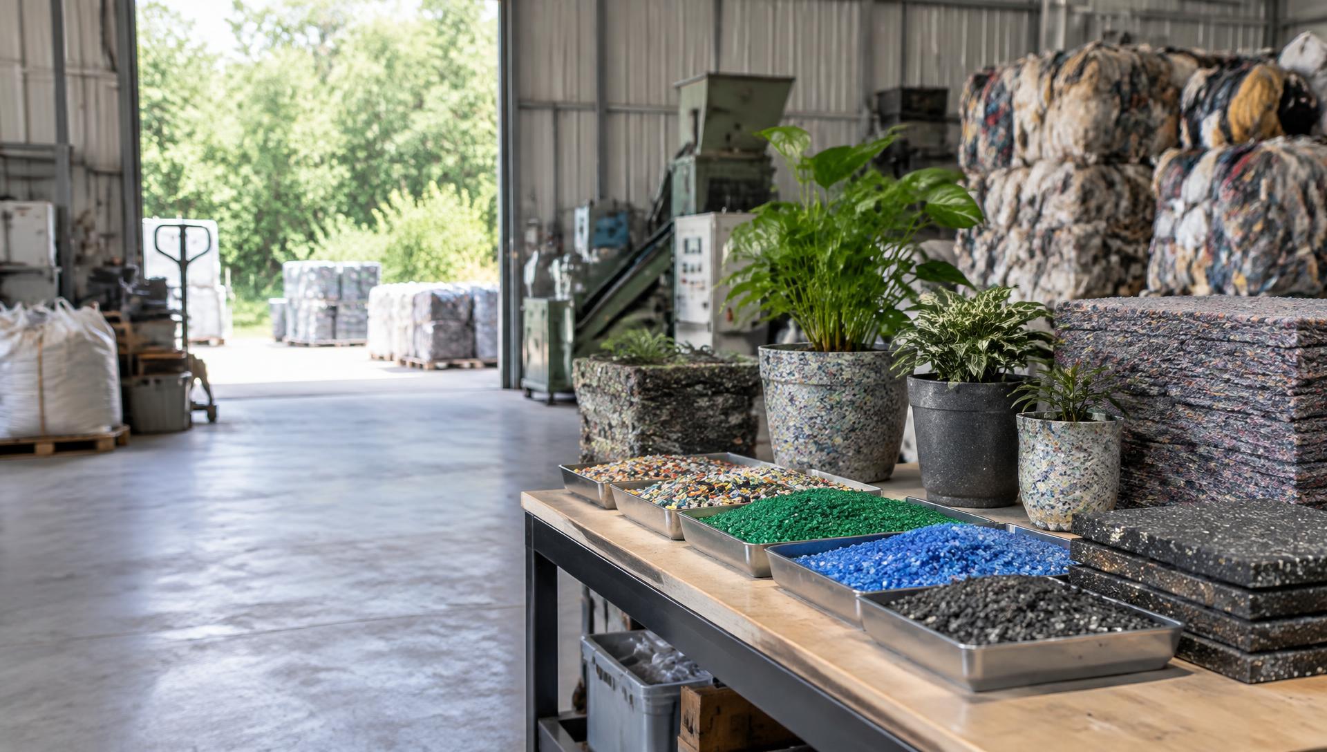 Materiales recuperados convertidos en maceteros, paneles y productos reciclados
